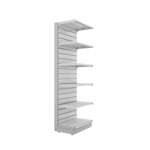 S-Mart 665L x 2100H Single-Sided Gondola Shelving Bay with Slatwall Back Panels - Image 2