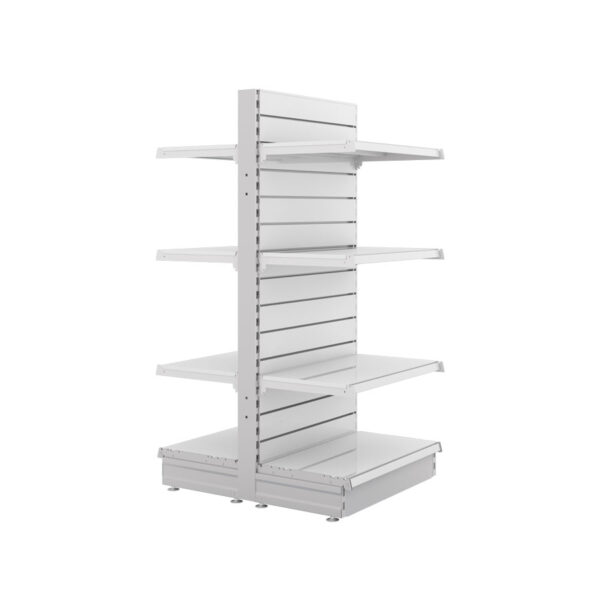 S-Mart 665L x 1500H Double-Sided Gondola Shelving Bay with Slatwall Back Panels - Image 2