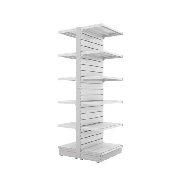 S-Mart 665L x 2100H Double-Sided Gondola Shelving Bay with Slatwall Back Panels - Image 3