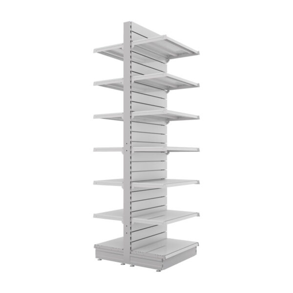 S-Mart 600L x 2400H Double-Sided Gondola Shelving Bay with Slatwall Back Panels - Image 2