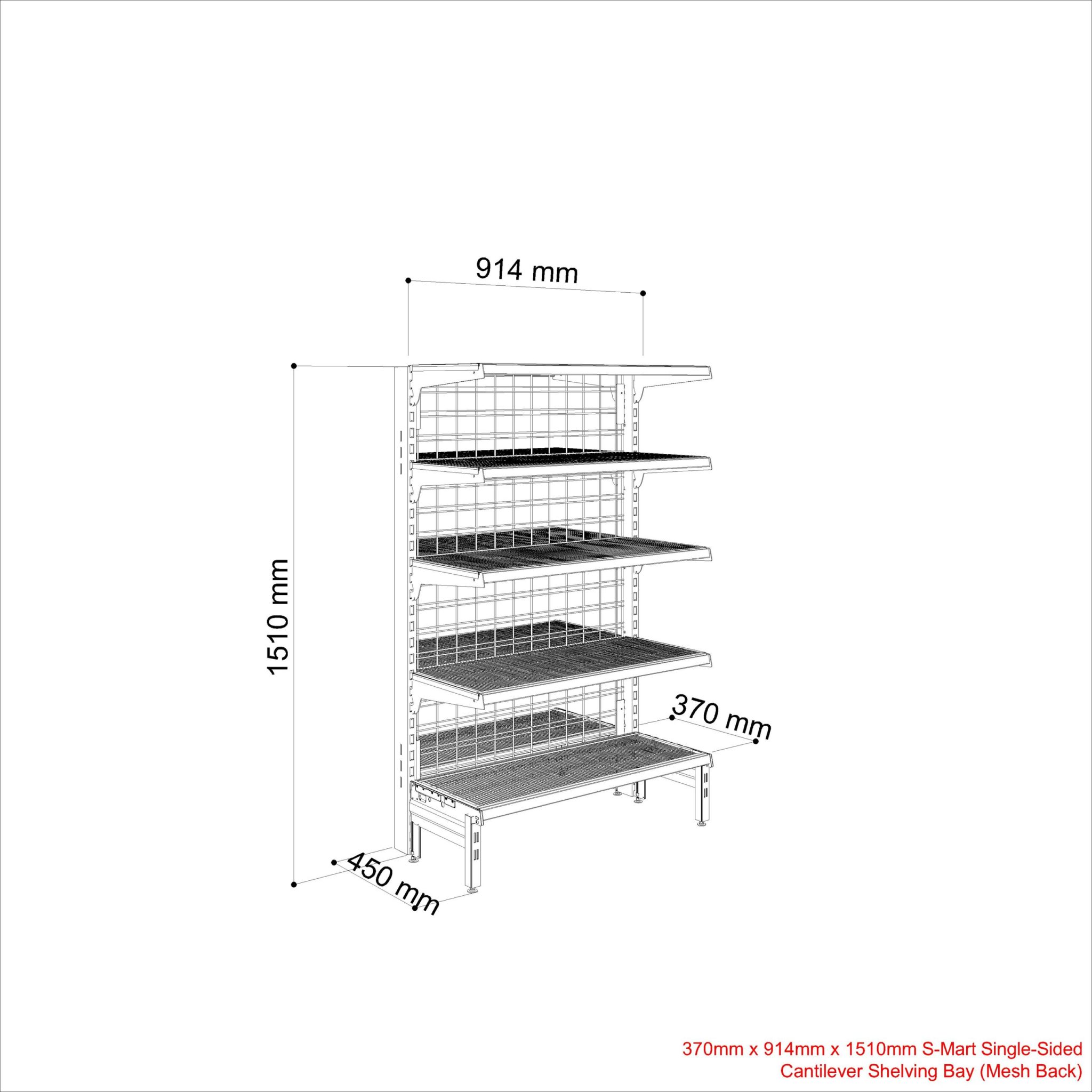370mm x 914mm x 1510mm SS MESH