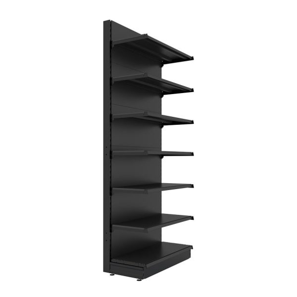 S-Mart 914L x 2400H Single-Sided Gondola Shelving Bay with Plain Back Panels - Matt Black - Image 3