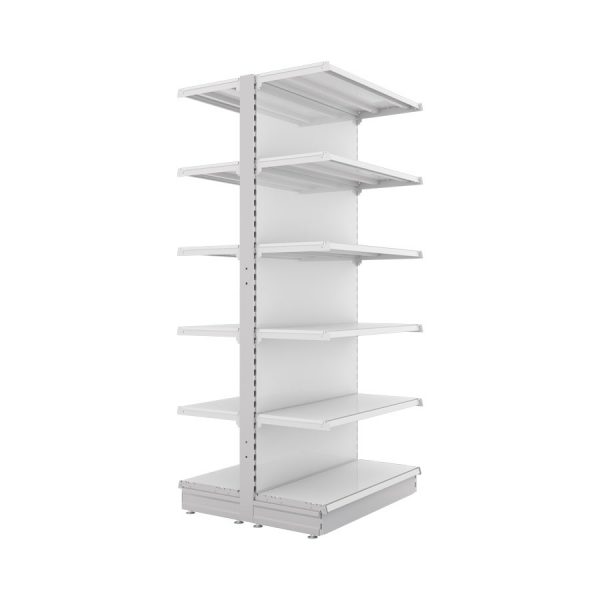S-Mart 914L x 2100H Double-Sided Gondola Shelving Bay with Plain Back Panels - Image 2