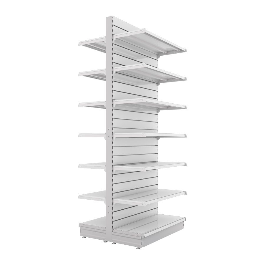 SMart 914L x 2400H DoubleSided Gondola Shelving Bay with Slatwall Back Panels ADP Store Fixtures