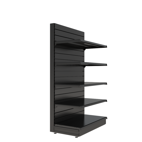 S-Mart 1000L x 1800H Single-Sided Gondola Shelving Bay with Slatwall Back Panels in Black - Image 2