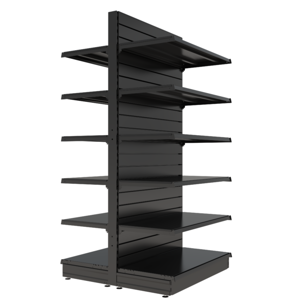 S-Mart 1000L x 2100H Double-Sided Gondola Shelving Bay with Slatwall Back Panels - Image 2