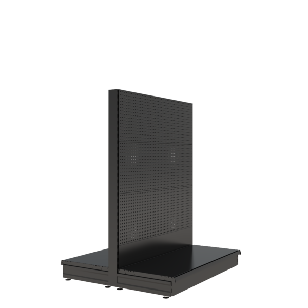 S-Mart 1200L x 1500H Double-Sided Gondola Shelving Bay with Volcano Back Panels - Matt Black