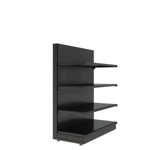 S-Mart 1200L x 1500H Single-Sided Gondola Shelving Bay with Volcano Back Panels - Matt Black - Image 2