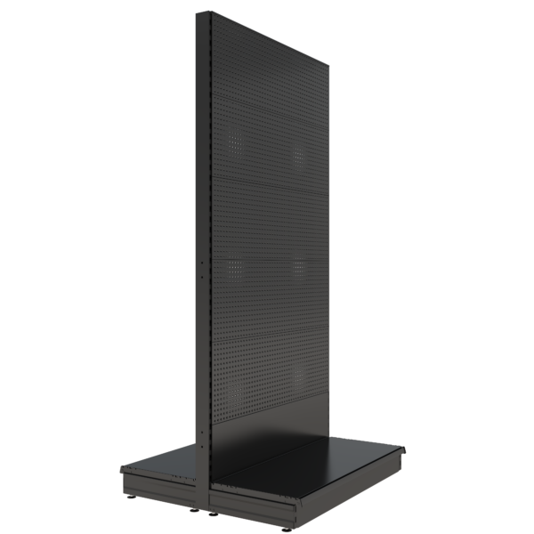 S-Mart 1200L x 2400H Double-Sided Gondola Shelving Bay with Volcano Back Panels - Matt Black