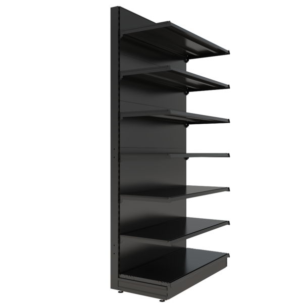 S-Mart 1200L x 2400H Single-Sided Gondola Shelving Bay with Plain Back Panels - Matt Black - Image 2