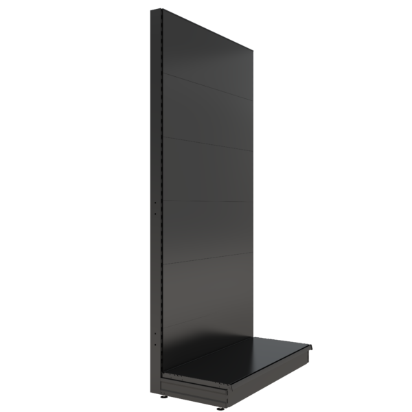S-Mart 1200L x 2400H Single-Sided Gondola Shelving Bay with Plain Back Panels - Matt Black