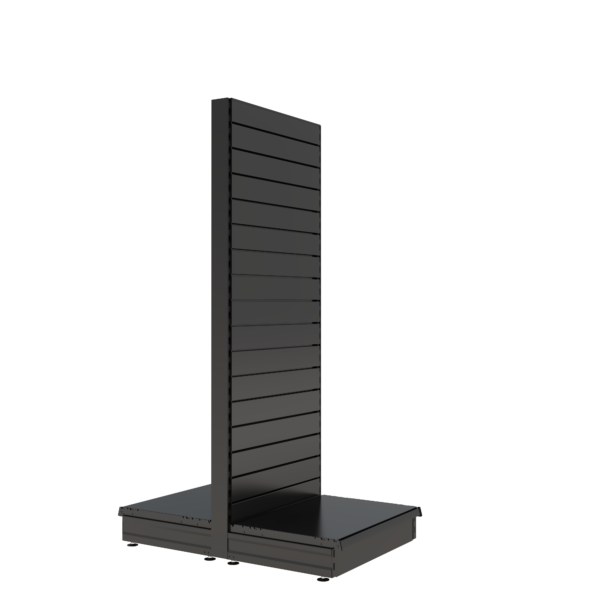 S-Mart 665L x 1800H Double-Sided Gondola Shelving Bay with Slatwall Back Panels - Matt Black
