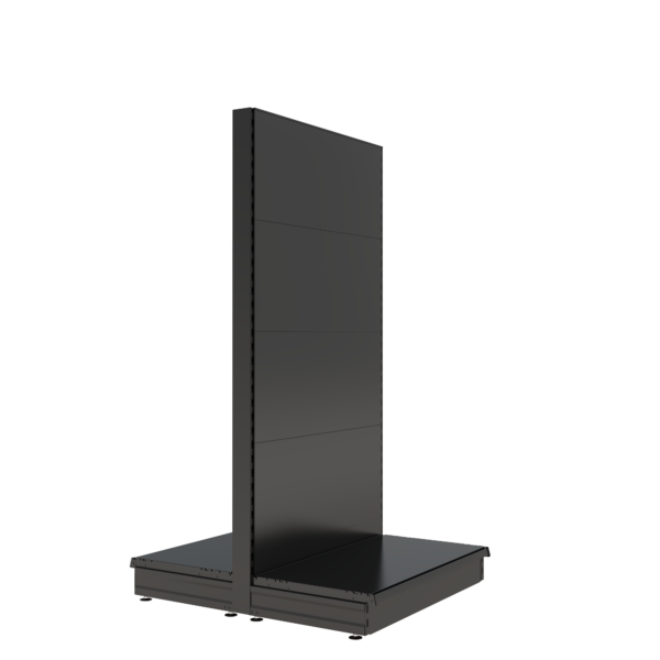 S-Mart 914L x 1800H Double-Sided Gondola Shelving Bay with Plain Back Panels - Matt Black