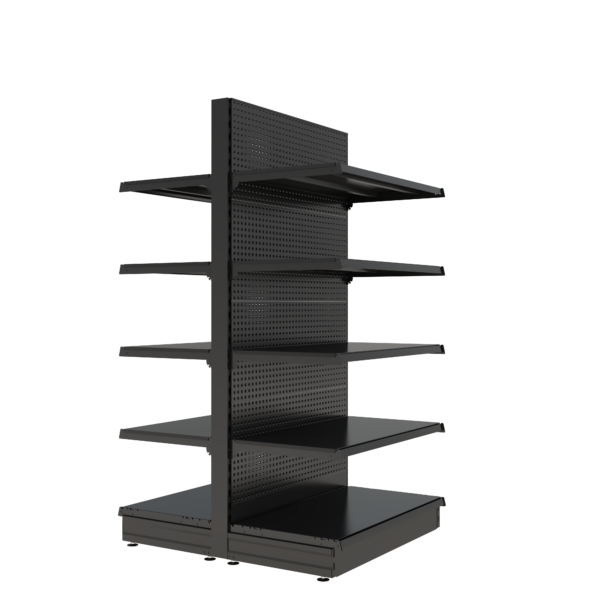 S-Mart 914L x 1800H Double-Sided Gondola Shelving Bay with Volcano Back Panels - Matt BlacK - Image 2